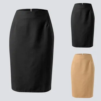 2024 Сексуальная юбка-карандаш, женская однотонная замшевая оболочка с высокой талией, Элегантные облегающие юбки Миди с разрезом сзади Faldas Para Mujeres