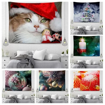 Рождественские украшения для дома с животными, декор комнаты, настенный гобелен, эстетическая спальня, эстетическое настенное искусство, большой тканевый настенный гобелен