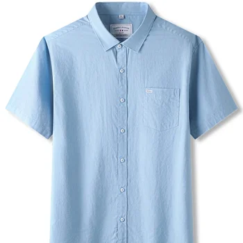 Летняя распродажа 8XL, мужские рубашки из 100% хлопка больших размеров с короткими рукавами, свободные повседневные майки в полоску Оверсайз.