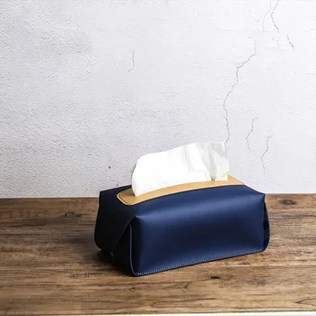 Коробка для салфеток Портативный держатель для салфеток Чехол для бумажных полотенец Декоративный Многоразовый Пылезащитный чехол-органайзер Темно-синий