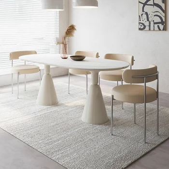 современный белый обеденный стол со стулом, простой дизайн, обеденный стол на 6 персон, японская кухня, мебель для дома mesa comedor