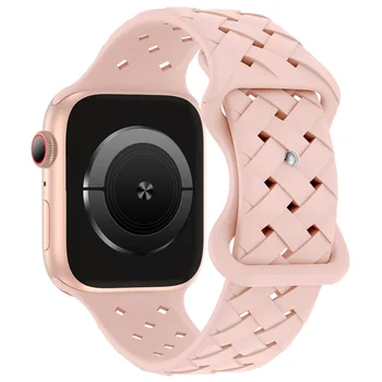 Спортивный Плетеный Силиконовый Ремешок Для Apple Watch Band 44мм 40мм 45мм 49мм 41мм 38мм Дышащий браслет iwatch series 7 se 3 8 ultra