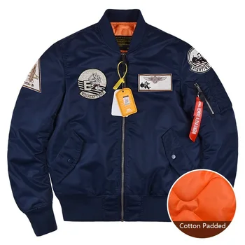 Новая Зимняя Летная куртка-бомбер Alpha Martin MA1 с хлопковой подкладкой, Мужская Бейсбольная куртка F14 Tomcat Squadron, Военная Тактическая Куртка