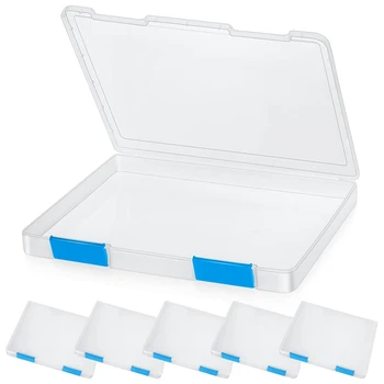 6 Шт Прозрачная Коробка Для Файлов Формата А4 Пластиковый Ящик Для Хранения Документов Футляр Для Настольных Контейнеров Протектор Магазина Держатель Файла С Пряжкой Прочный