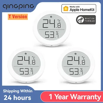 Датчик температуры и влажности Qingping Версия T С резьбой/BLE Apple HomeKit Высокоточный Мини-термометр с чернилами E-Link для помещений
