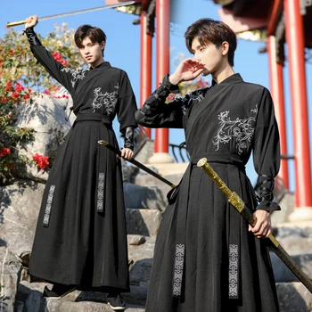 Древнекитайское платье Hanfu Men Традиционные платья с вышивкой Боевые искусства в китайском стиле Косплей Костюм Кимоно Студенческая форма