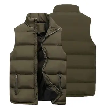 Популярное пальто без рукавов, утепленный осенне-зимний мужской жилет с карманами, прямой жилет, куртка