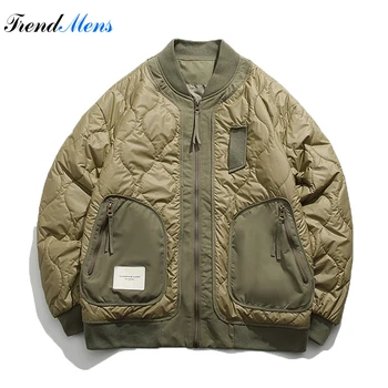 Блокирующий большой карман на молнии с хлопковой подкладкой, мужская ретро повседневная модная бейсбольная форма, уличная куртка для пар, зимние куртки