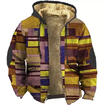 Мужские толстовки на молнии с цветным блоком и графическими принтами, повседневная зимняя одежда, толстовка с длинным рукавом, повседневная куртка с капюшоном, уличная одежда