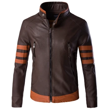 Мужские куртки из кожи росомахи, мотоциклетные байкерские пальто, искусственная кожа, мужская одежда на молнии, толстые модные пальто
