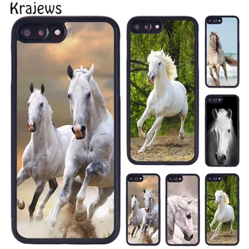 Krajews Stallion White Horses Animal Чехол Для Телефона iPhone SE2020 15 14 6S 7 8 Plus 11 12 mini 13 Pro XR XS Max cover coque