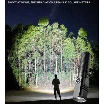 Мощный светодиодный Фонарик Со Встроенной Батареей, Перезаряжаемая Вспышка Camping EDC Flashlight