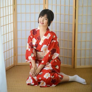 Женский длинный халат юката, кимоно в японском стиле с цветочным принтом Obi Sakura, костюм гейши для фотосъемки в стиле ретро, косплей-костюм