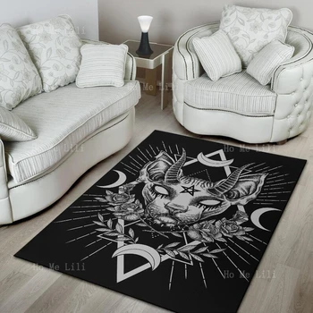 Готический таинственный Черный кот, Уникальный коврик в стиле Сфинкса с ужасающими демоническими украшениями