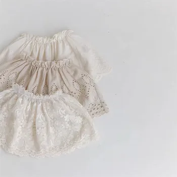 Детская одежда LILIGIRL, Милая юбка, Новинка лета 2024, универсальная кружевная юбка с вышивкой, юбка принцессы для маленьких девочек