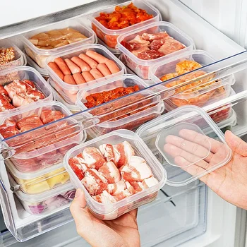 6 Шт 350 мл Коробка Для Хранения Замороженного Мяса В Холодильнике Коробка для Хранения Свежего Мяса С Наложенными Друг На Друга Контейнерами Для Хранения продуктов Organizadores
