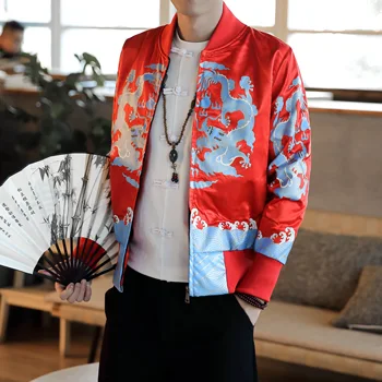 Весенняя куртка пилота 2022 Года, мужские и женские Повседневные бейсбольные куртки с вышивкой Дракона, модные винтажные пальто Hanfu в китайском стиле