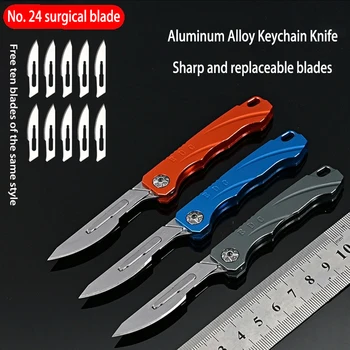Портативное титановое мини-снаряжение для кемпинга, Распаковка мини-ножа, брелок для ключей, Подвесной Съемный скальпель EDC, складной нож для улицы.