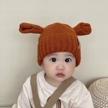 Зимняя детская шапка мультяшной формы Детская вязаная шапка с хлопковой подкладкой Теплая шапка Модная детская шапка