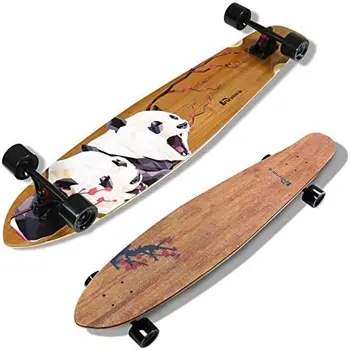 Lrfzhicg Longboard Skateboard Cruiser Drop Through Longboard Танцевальный Бамбуковый Стекловолоконный Лонгборд для Фристайла, Скоростного спуска, Круизов