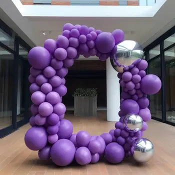 134 шт. Набор 18-дюймовых фиолетовых латексных шаров на День рождения, Латексных шаров для вечеринки по случаю Дня рождения, латексных шаров для вечеринок, воздушных шаров для вечеринок