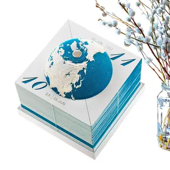 3D Бумажный Календарь Earth 3D Календарь Искусство Резьбы По Бумаге Блокнот Для Заметок Отрывная Резьба По Бумаге Липкая Скульптура Бумажная Модель Земли Для DIY