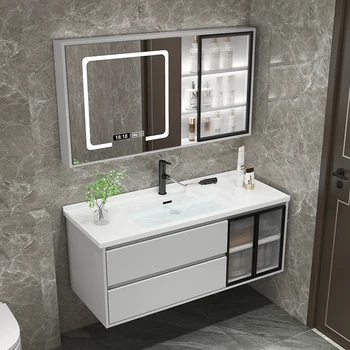 Современная и минималистичная комбинация шкафов для ванной комнаты, керамический встроенный умывальник для ванной комнаты, умывальник для лица, легкий роскошный умывальник