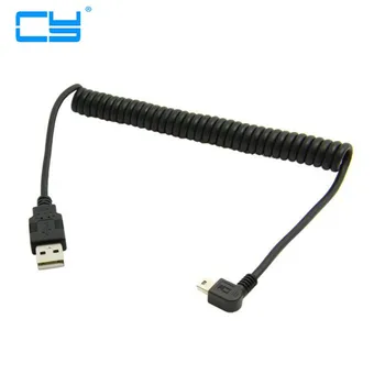 кабель mini usb от USB Type-A до Mini 5Pin Прямоугольный Зарядный Пружинный Кабель для GPS-Навигатора 0,5 м-1,2 м