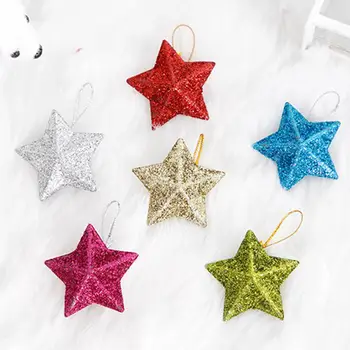 Подвеска в виде пятиконечной звезды, Набор рождественских подвесок в форме 3D звезды, Блестящие елочные украшения для вечеринки 