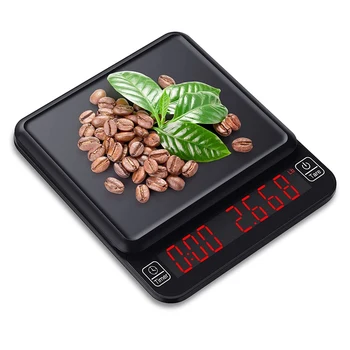 Кофейные весы с таймером, Весы для эспрессо, 3 кг / 0,1 г, цифровые прецизионные кофейные весы, Многофункциональные кухонные весы