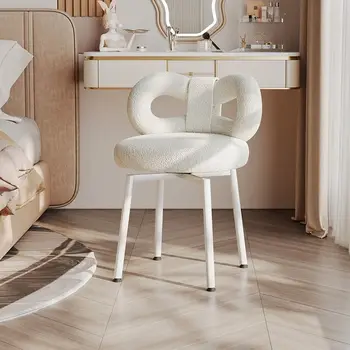Белое женское кресло, Табурет для макияжа, Серое Высокое Милое Ленивое Кресло для туалетного столика в гостиной, Современная спальня, Табурет для прически, Скандинавская мебель