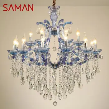 Подвесная лампа SAMAN LuxuriousCandle в европейском стиле, Хрустальная лампа, Художественная Гостиная, Ресторан, Вилла, Лестница, Двухуровневое Здание