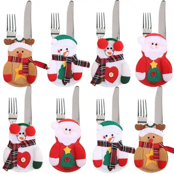 сумка-держатель для посуды 8шт Рождество 2020, рождественские украшения в виде снеговика, аксессуары для украшения дома, сумка-держатель для кухонной посуды