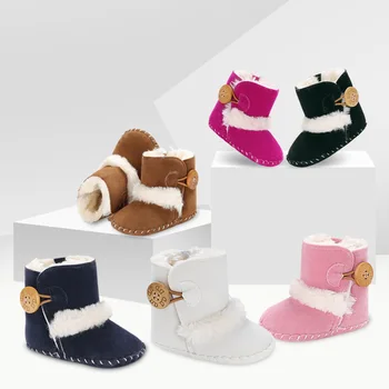 Детская обувь Для новорожденных мальчиков и девочек, зимние ботинки, ходунки, зимняя теплая хлопчатобумажная обувь с мягкой подошвой, противоскользящая обувь для кроватки, детские пинетки