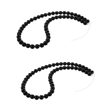 2 круглых черных оникса, Драгоценные Россыпи бусин из полудрагоценных камней, 8 мм