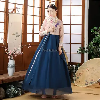 2023 ханбок улучшенный ханбок женский придворный стиль горячее тиснение печатное корейское платье платье для народных танцев элегантный корейский парадный костюм s687