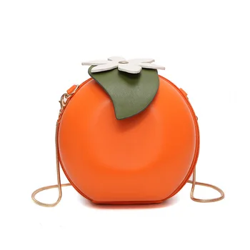 Женская модная и креативная оранжевая маленькая круглая сумка через плечо на цепочке