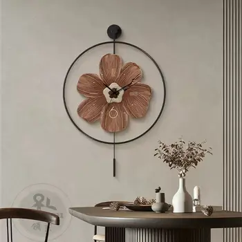 Настенные часы, Цветы, растения, Высококлассная живопись, Висячие картины в гостиной, Обеденный стол на заднем плане, Украшение стен