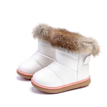 Зимние Детские Зимние ботинки Модные Однотонные Плюшевые Теплые Ботильоны для девочек Детская хлопчатобумажная Обувь