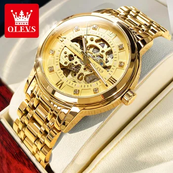 OLEVS 9901 Мужские часы Роскошные Выдалбливающие Механические Наручные Часы Водонепроницаемые Светящиеся Модные Автоматические Часы Из Нержавеющей Стали