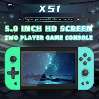 Новая Портативная Игровая Консоль X51 С 5,0-Дюймовым HD-экраном POWKIDDY, Ретро-Плееры для Видеоигр, Дешевые Подарки Для Детей, Поддержка Игр Для двух игроков