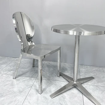 Современный обеденный стул из нержавеющей стали, скандинавский обеденный барный стул, Металлический подлокотник, кресло для отдыха, стул для кафе