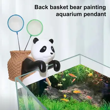 Долговременный декоративный аксессуар для аквариума, украшение для аквариума с мультяшным котом, изысканный бамбуковый аквариум с пандой для аквариума