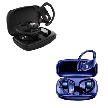 Водонепроницаемые спортивные наушники Bluetooth 5.0, гарнитура со встроенным микрофоном Hi-Fi, пригодная для тренировок-Синий