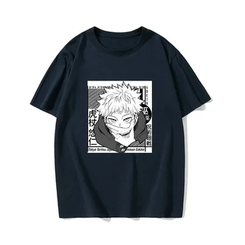 Повседневная футболка с аниме из 100% хлопка с короткими рукавами для летней дышащей одежды с круглым вырезом, негабаритная футболка с короткими рукавами для мужчин / женщин