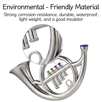 Валторна с 4 цветными кодированными клавишами, музыкальные духовые инструменты, экологически чистый ABS, имитирующий рожок для раннего обучения