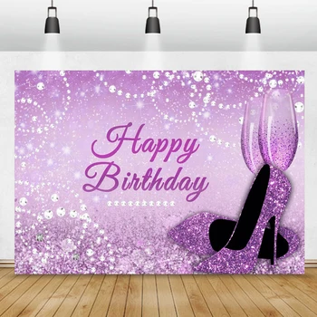 Laeacco, Сказочный Женский плакат для вечеринки по случаю дня рождения, Фон для фотографий, Розовый высокий каблук, Шампанское, бриллиант, Индивидуальный фон для фотографий