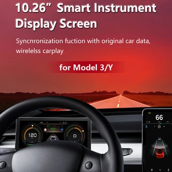 10,26-дюймовая Автомобильная ЖК-приборная панель с ОС Linux Подходит для Tesla Model 3 Model Y Подходит для Intel Atom и AMD Ryzen Поддержка беспроводной CarPlay
