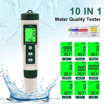 10 дюймов Цифровой ЖК-дисплей PH/TDS/EC/ORP/TEMP/SG/Соленость, Измеритель качества воды, ручка-тестер