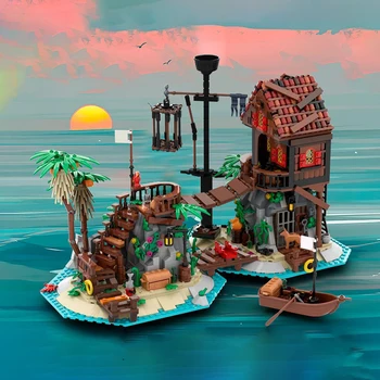 BuildMoc 6270 Запретный Остров Переделка Капитана Набор Строительных Блоков Пиратский Пляж 21322 Красная Борода Замок Кирпичи Игрушки Подарки Для Детей